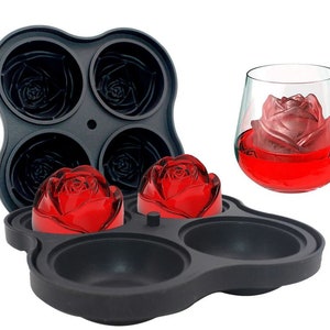Vodolo Rose Ice Cube Mold,4 PCS Silicone Rose Ice Cube Tray,Valentine Day  Gift Flower Shaped Molds for Chocolate,Candy,Mimosas,Cake,Cocktails,Baking