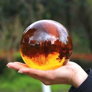 Amber Crystal Ball Asian Rare Obsidian Sphere with base, Amber Color Balls, Healing Stone, 30mm-100mm