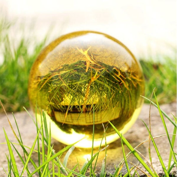 Topaz Crystal Ball Asian Rare Obsidian Sphere with base, Amber Color Balls, Healing Stone, 30mm-100mm