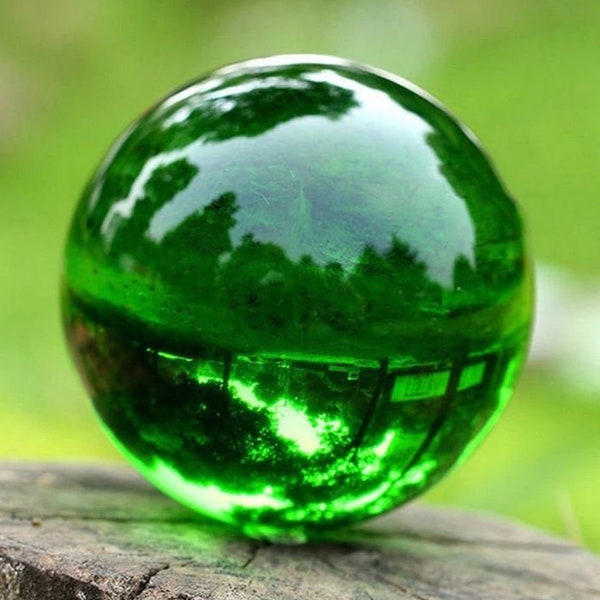 Green Crystal Ball Asian Rare Obsidian Sphere with base, Amber Color Balls, Healing Stone, 30mm-100mm