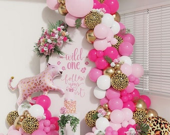Kit de guirlande d'arc de ballons léopard rose de 118 pièces pour le décor de fête de mariage d'anniversaire de douche de bébé, anniversaire, anniversaire