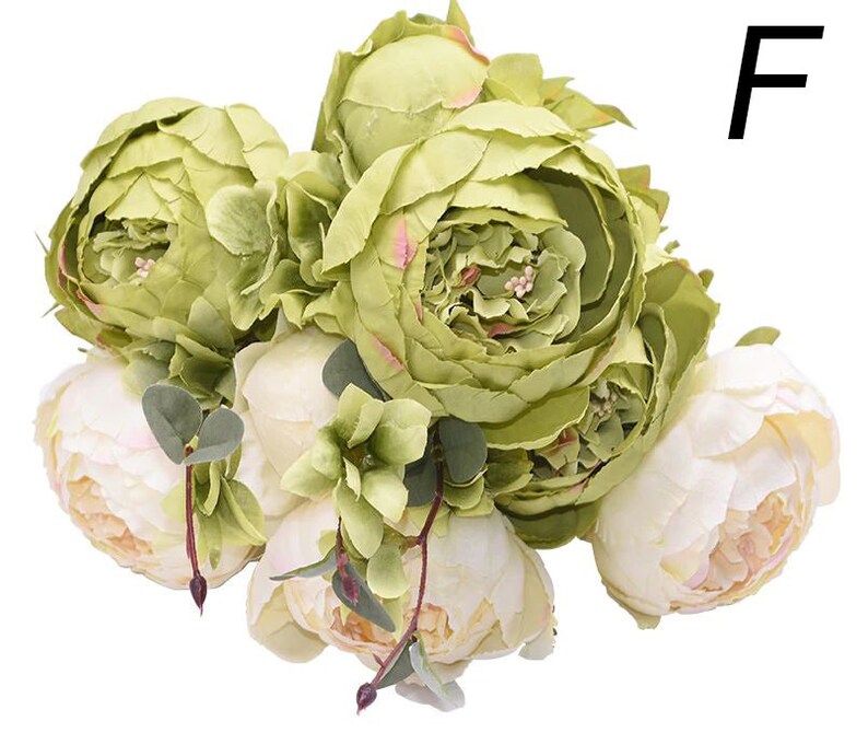 1 bouquet de fleurs de soie de pivoine artificielle européenne, fleurs artificielles, décor de mariage de pivoine, fleurs de pivoine, fleur artificielle de bouquet floral F