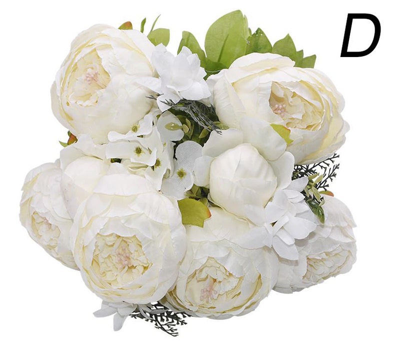 1 bouquet de fleurs de soie de pivoine artificielle européenne, fleurs artificielles, décor de mariage de pivoine, fleurs de pivoine, fleur artificielle de bouquet floral D