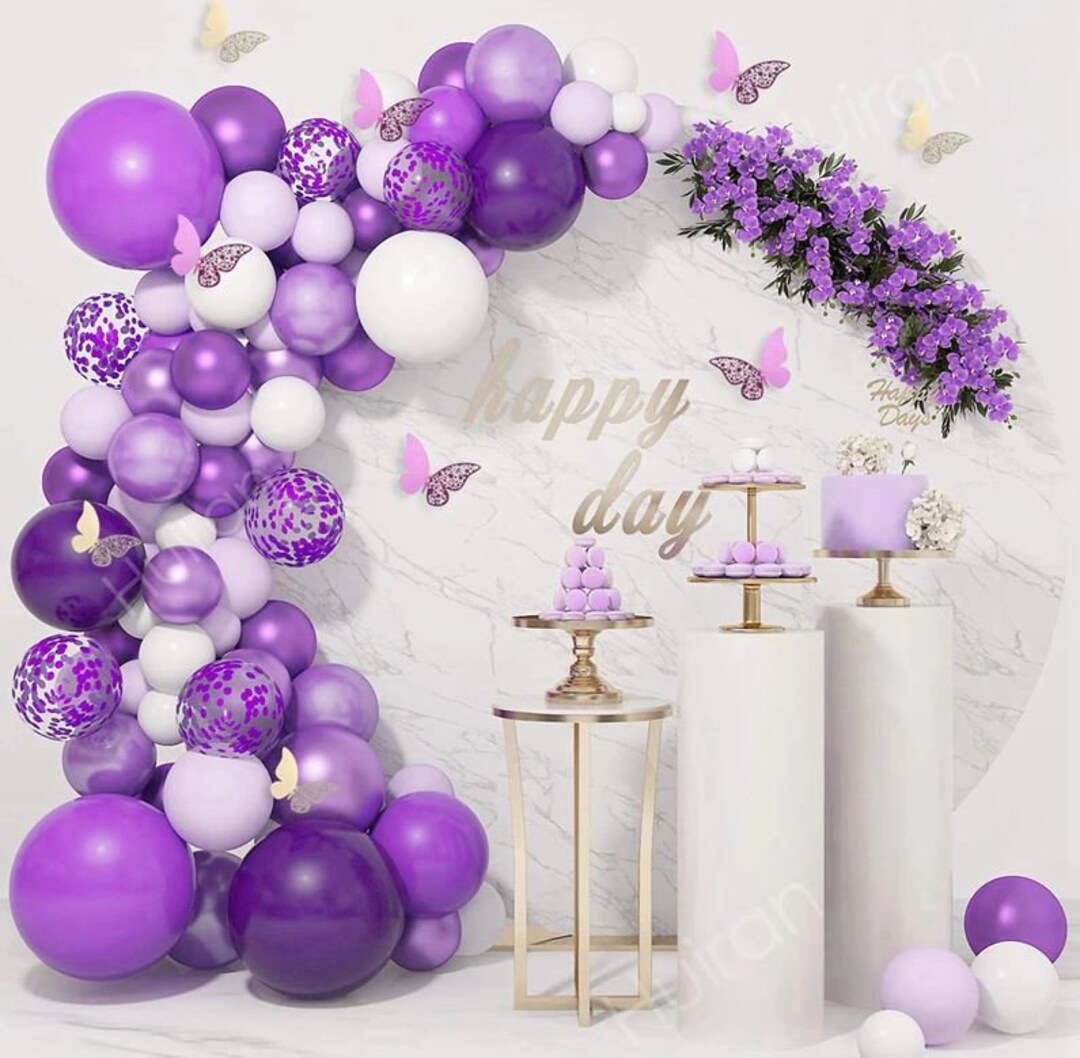 Purple Balloons 70 Pcs 12 Inch Pastel Purple Balloons Lilac, Violet, Purple  Metallic Balloons kit for Purple Party Decorations
