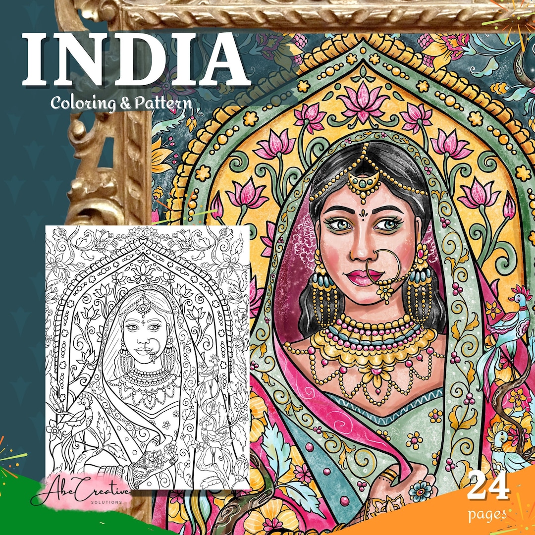 Printable Beautiful India Coloring Pages 24 Pages Includes 3 Patterns ...