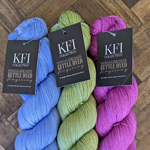 KFI Collection Indulgence Kettle Dyed Fingering Yarn - Fingering Weight Sock Yarn - Extrafine Merino Superwash Wool - 100gr - 494 yds (450m)