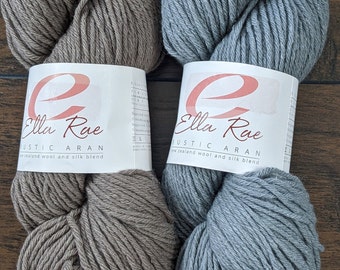 Ella Rae Rustic Aran Yarn  - Multiple Colors Available - Soft Wool/ Silk - Aran Worsted Weight - 100 g/ 208 yds