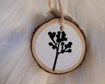 Joshua Tree Ornament Handmade Painted Wood Slice, Desert Christmas Decor