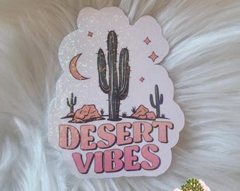 Desert Vibes Dot vinyl adhesive Sticker with cactus moon and stars