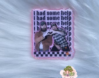 Country music inspired Pink Glitter Badge reel with Cowboy Hat Charm