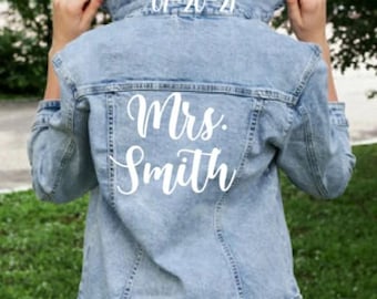 Chaqueta vaquera de novia, chaqueta vaquera de novia personalizada, chaqueta vaquera de novia, chaqueta para señora, chaqueta para futura señora, chaqueta personalizada, regalo sentimental