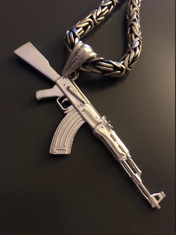 Silver ak 47 pendant deals