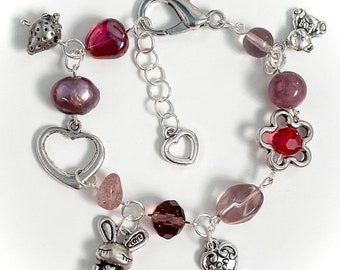 red and purple charm bracelet