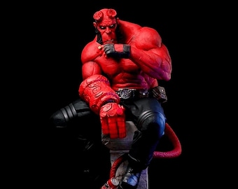 Hellboy with Cigar STL Files for 3D Printing Digital Dowload Diarama Figure in Split Files
