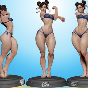 Chung Lee 2 Versions 3D Print STL Files // Street Fighter Video Game Digital Download 3D Model for Printing