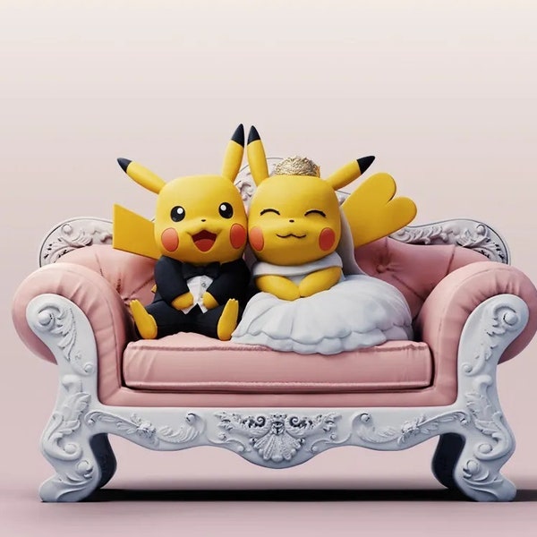 Pikachu Love Couple STL 3D Print Files Download 3D Printing Pokemon