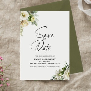 Roses Botanical Save The Date Wedding Announcement