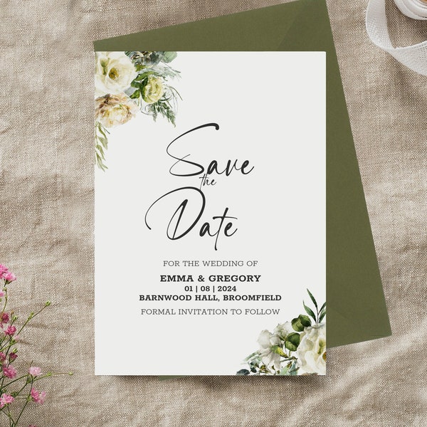 Roses Botanical Save The Date Wedding Announcement