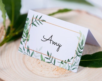 Personalised Name Place Cards for Wedding Reception/Ceremony, Conferences and Parties (Gold / Floral). Decor for wedding breakfast. BT101