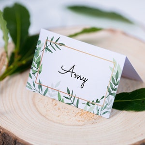 Personalised Name Place Cards for Wedding Reception/Ceremony, Conferences and Parties (Gold / Floral). Decor for wedding breakfast. BT101