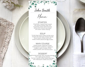 Personalised Guest Menu in Eucalyptus Design - BT103