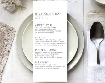 Personalised Guest Menu in Ethereal Design - BT119