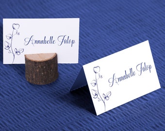 Personalised Floral Table Place Setting Name Cards for Weddings & Parties (Royal Blue, Botanical) - BT109