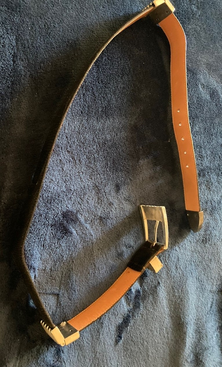 Vintage Leather ONYX Black Belt, Size 32. 37 Inches in