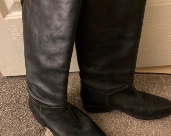 Vintage Hunt Club Black Leather Knee High Boots. Women's Size 8.5 M. Riding Classic.
