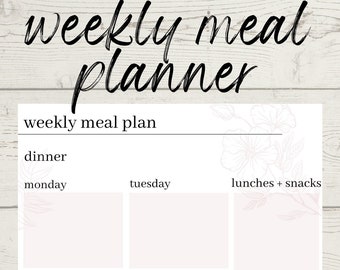 Digital Weekly Meal Planner Printable