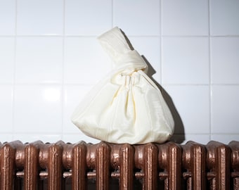 Cream Moire Knot Purse