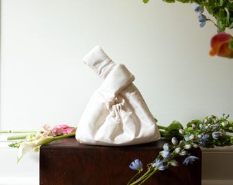 Ivory Heavy Silk Faille Knot Purse