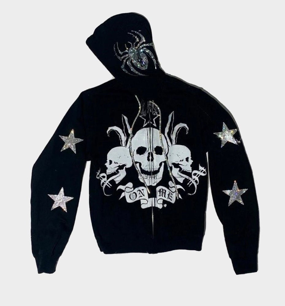 Wholesale Bling Rhinestone Hoodie Design Skeleton Skull Full Zip up Custom Rhinestone  Hoodies - China Custom Hoodie and Oversize Hoodie price