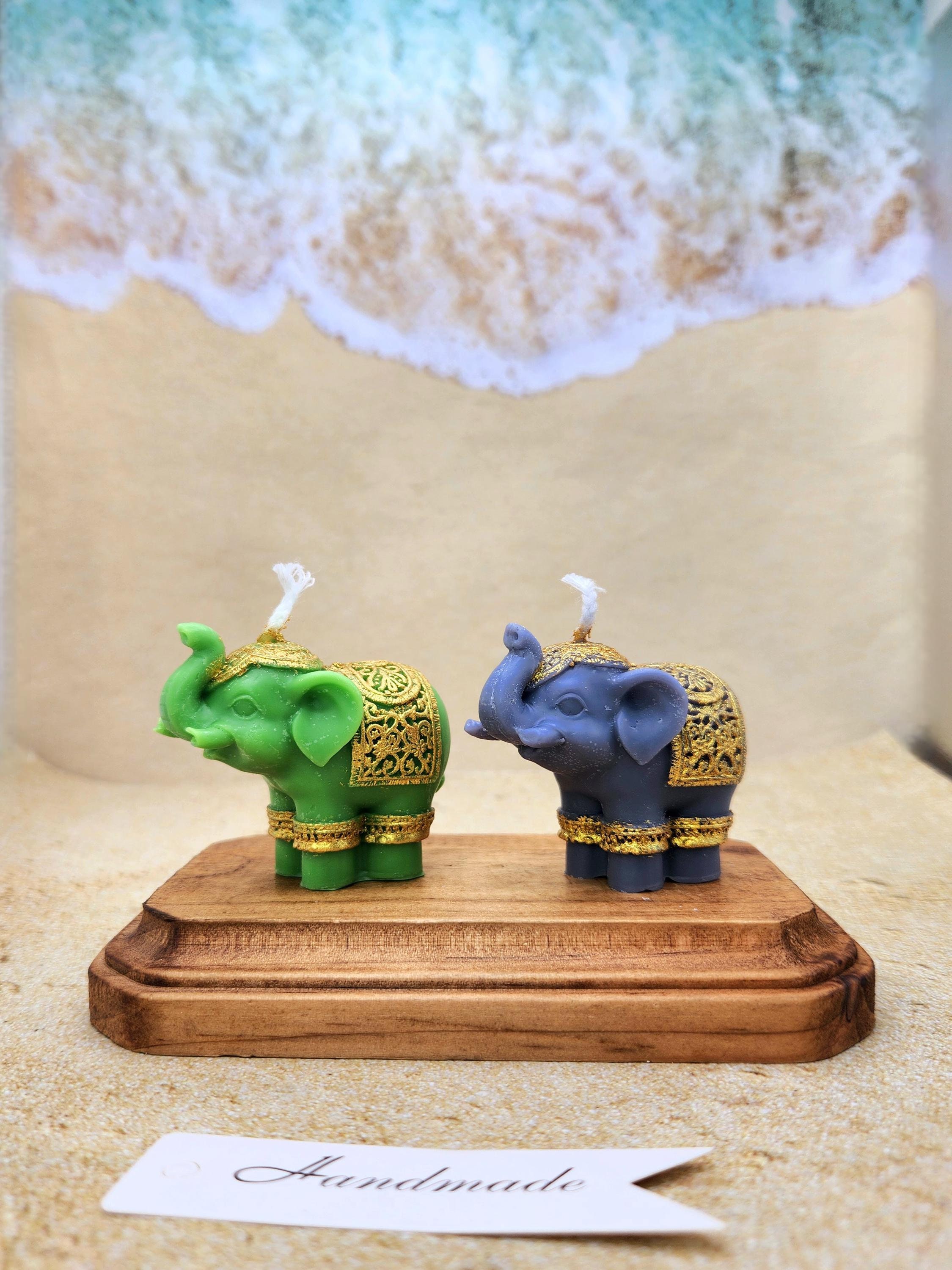 Mtb More Energy Juego De Portavelas Decorativo Con Diseño De Elefante (2 Unidades, Efecto Madera, Altura Aprox. 7 Cm), Diseño De Elefante