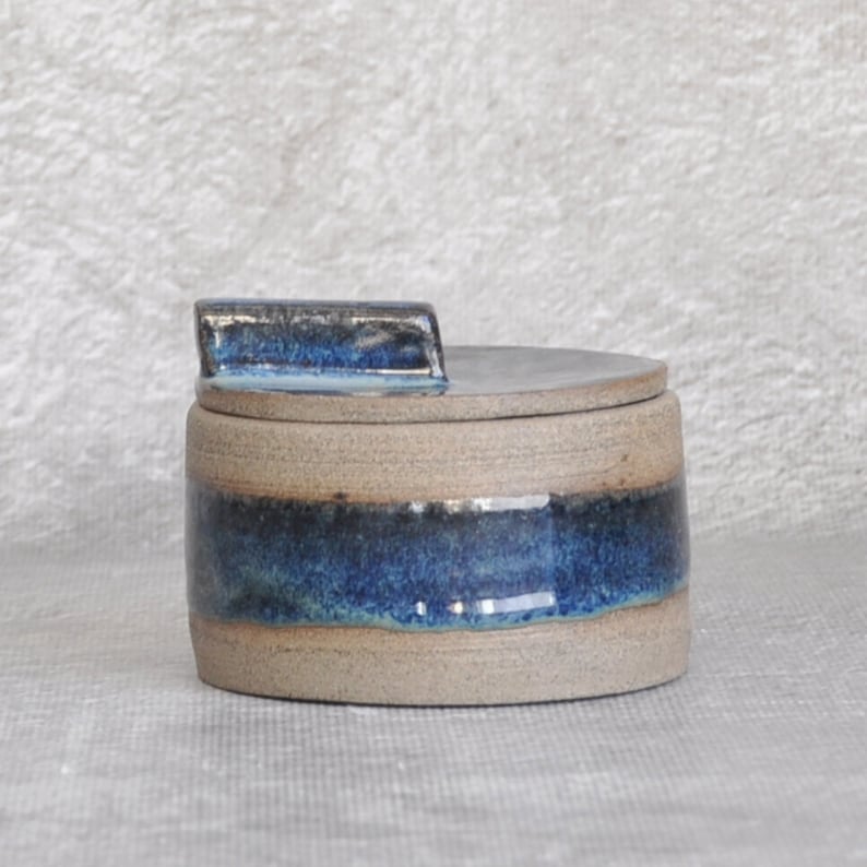 Original Handmade Blue Ceramic Box, Gift Box, Jewelry Box, Lidded