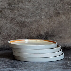 Set of 4 Ceramic Plate/Tableware/Stoneware Plate / Rustic Plate / Grey Beige Plate / Breakfast Plate /Minimal Christmas Dinnerware Set Gift