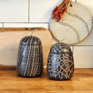Ceramic Jar with Lid/Stoneware Jar/Handmade/Storage Jar/Coffee Jar/Sugar Jar/Kitchen Canister/Tea Canister /Cookie Jar