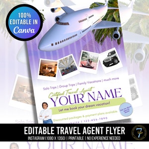TRAVEL AGENT FLYER - Fully Editable on Canva