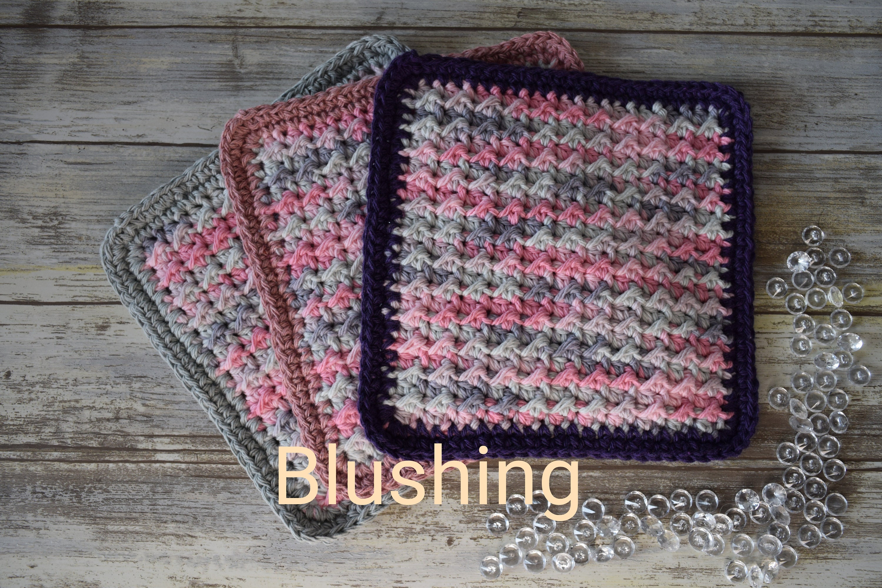 Set of 3 Crochet Thick Dishcloths Crochet Washcloth Kitchen Decor