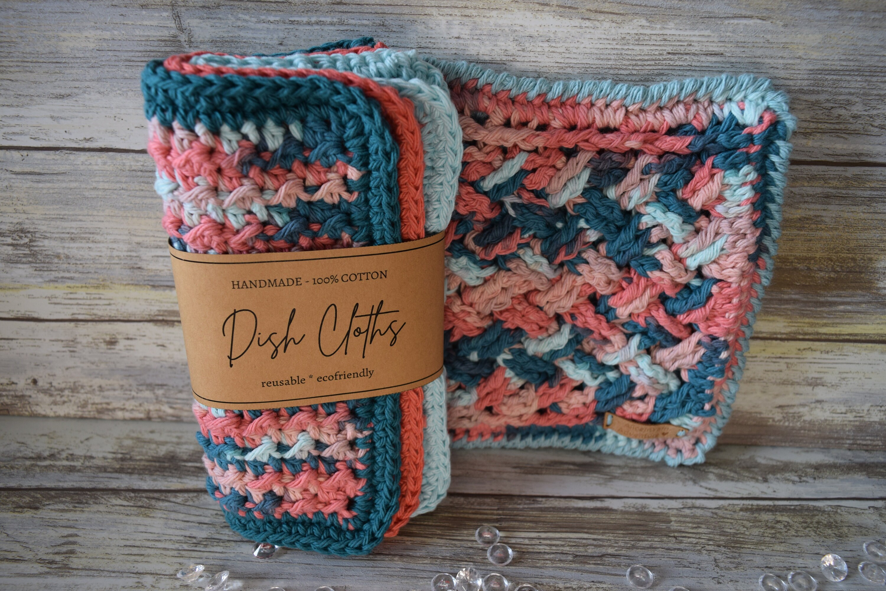 Set of 3 Crochet Thick Dishcloths Crochet Washcloth Kitchen Decor