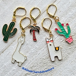 Llama Stitch Markers: Knitting Crochet Accessories, Enamel Charm Set