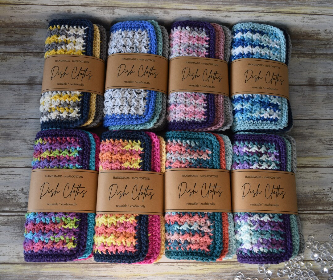 Set of 3 Crochet Thick Dishcloths Crochet Washcloth Kitchen Decor