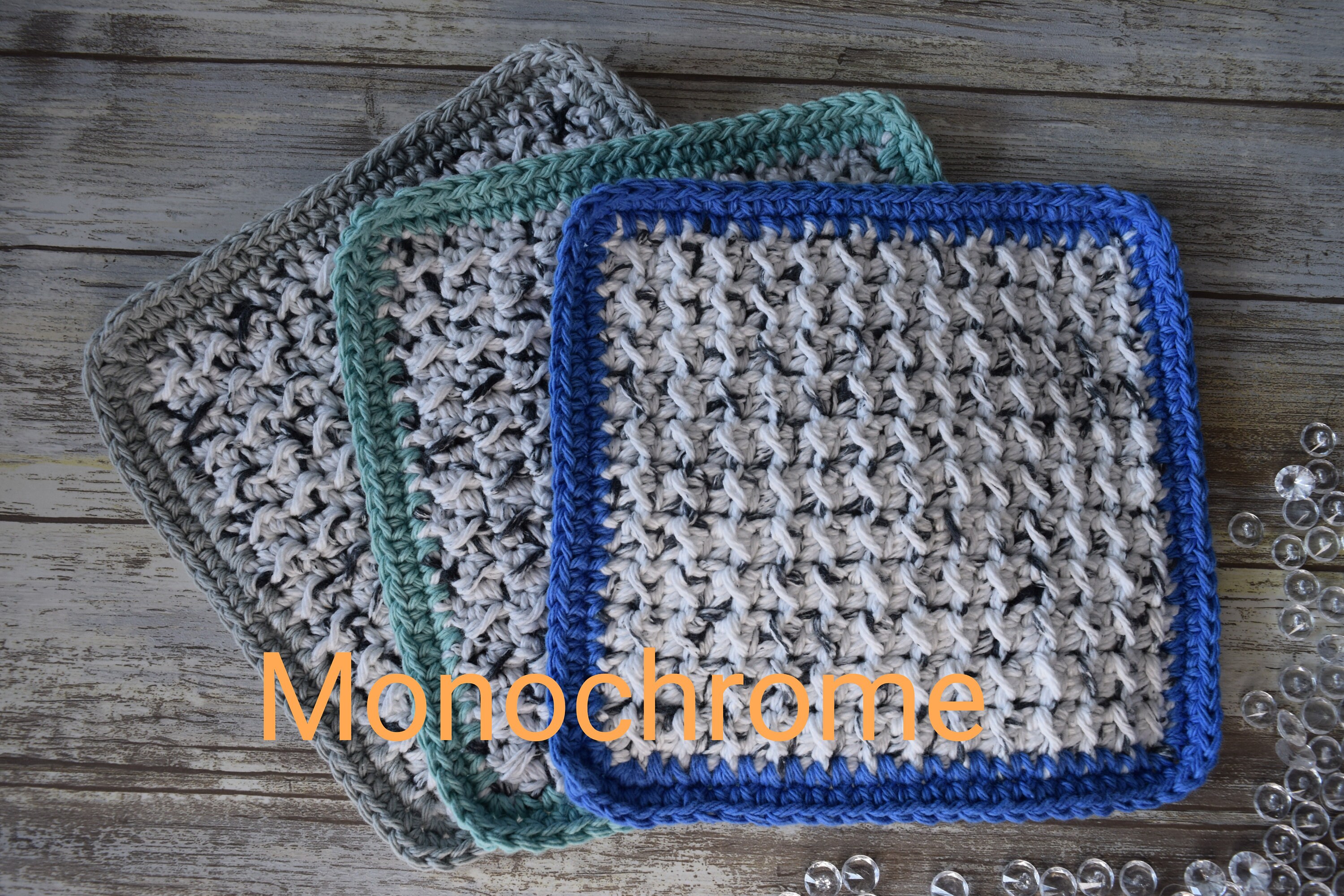 Set of 3 Crochet Thick Dishcloths Crochet Washcloth Kitchen Decor