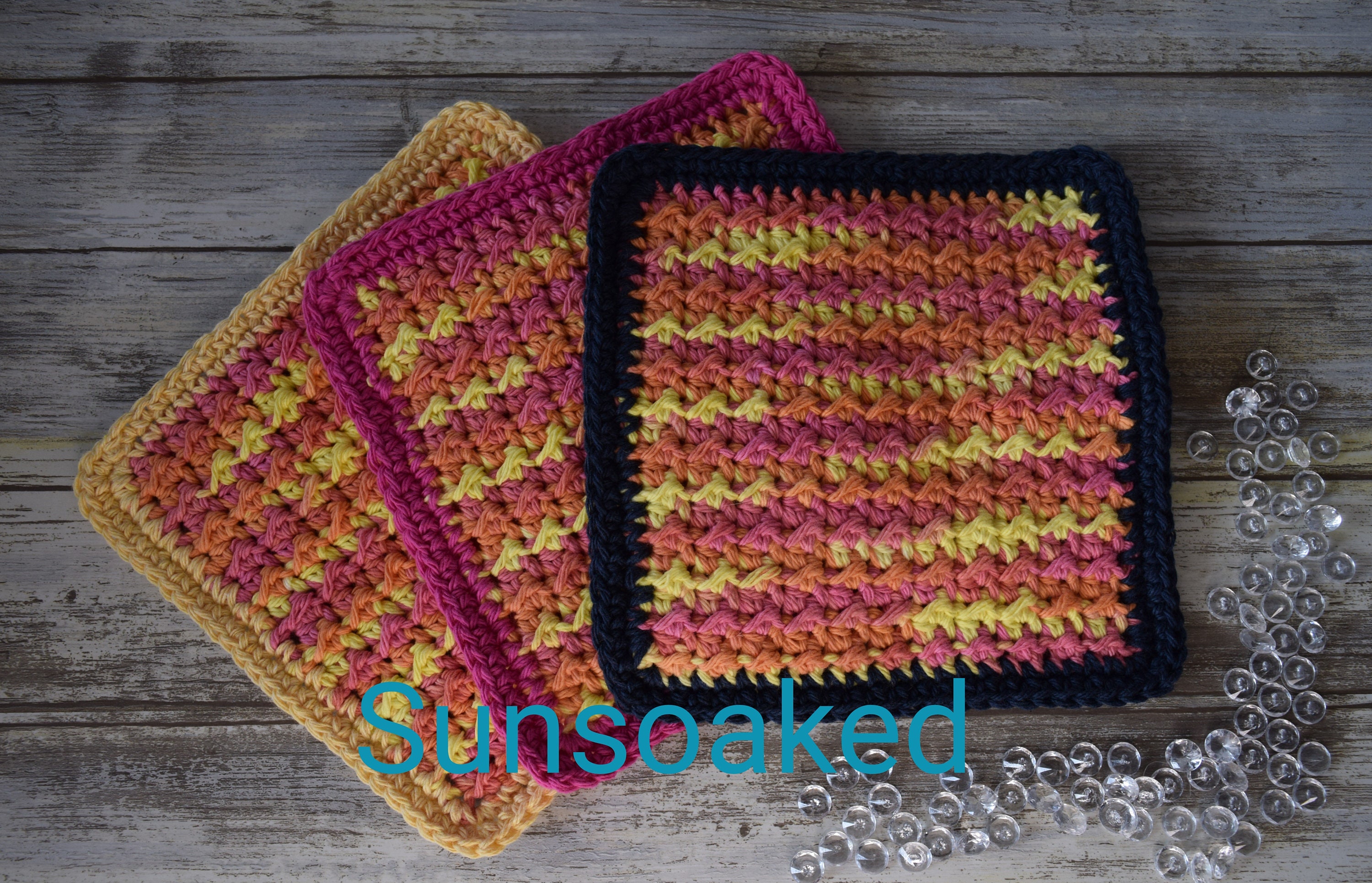 Set of 3 Crochet Thick Dishcloths Crochet Washcloth Kitchen Decor