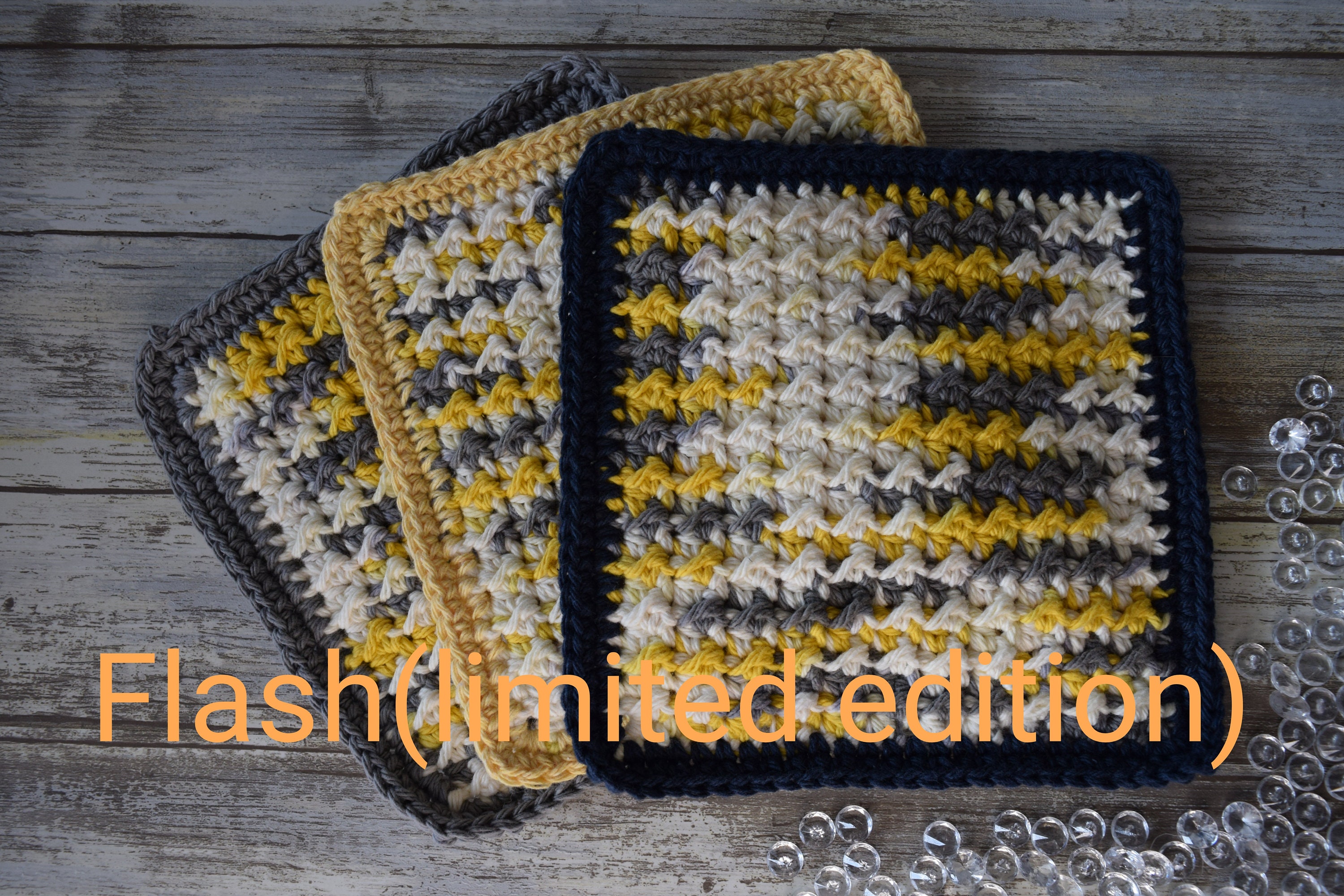 Set of 3 Crochet Thick Dishcloths Crochet Washcloth Kitchen Decor