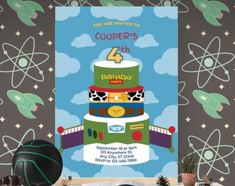 Personalized Toy Story Birthday Invitation Template, Digital Invite, Toy Story Cake, Instant Download