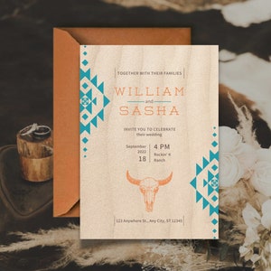 Western Wedding Invitation Set Template, Southwestern Wedding, Ranch Cowboy Inspiration. Editable Template. Printable Instant Download.