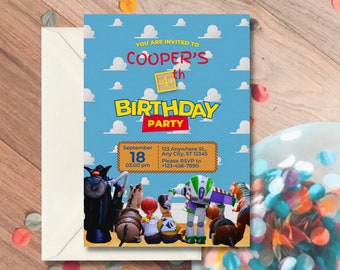 Toy Story Birthday Invitation Set, Boy Party Invite, Thank You Card. Editable Template, Instant Download