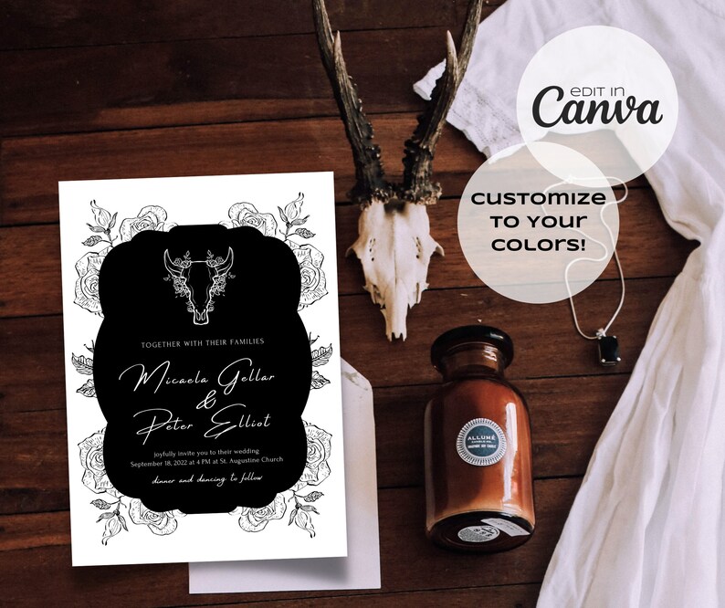 Western Romance Wedding Invitation Template, Ranch Wedding, Southwest Cowboy Inspiration. Editable Template. Instant Download. image 2