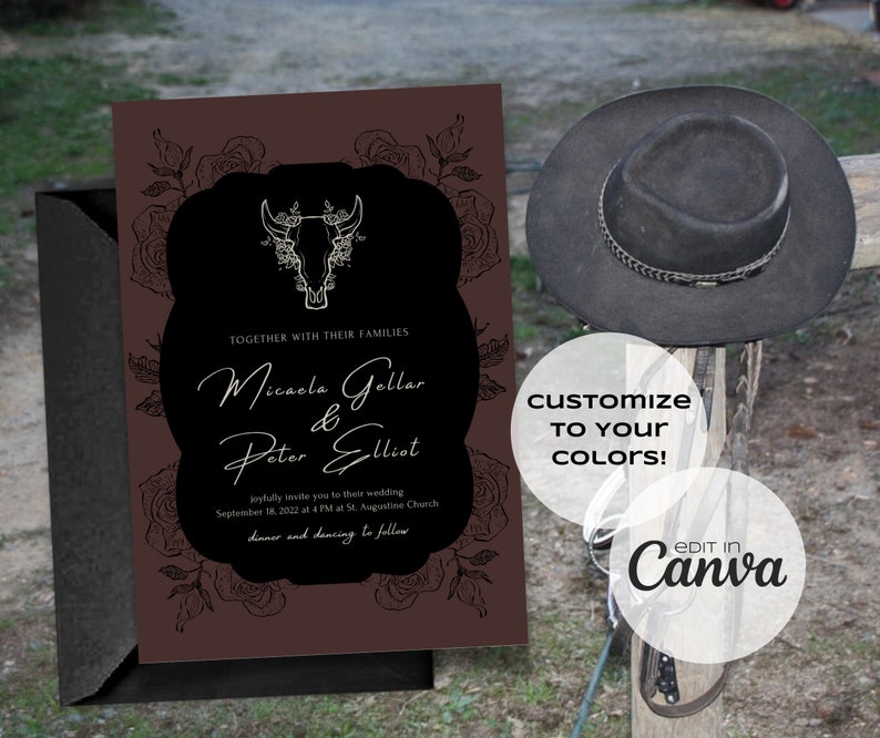 Western Romance Wedding Invitation Template, Ranch Wedding, Southwest Cowboy Inspiration. Editable Template. Instant Download. image 3